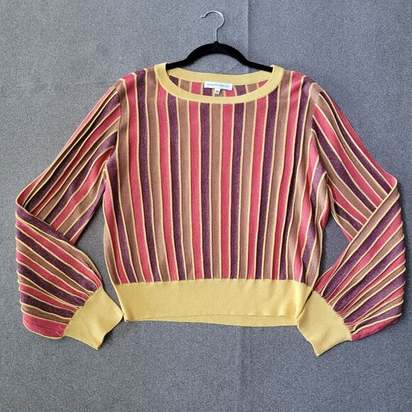 Silvian Heach XS Mustard Striped Lightweight Sweater 643 - Picture 1 of 8
